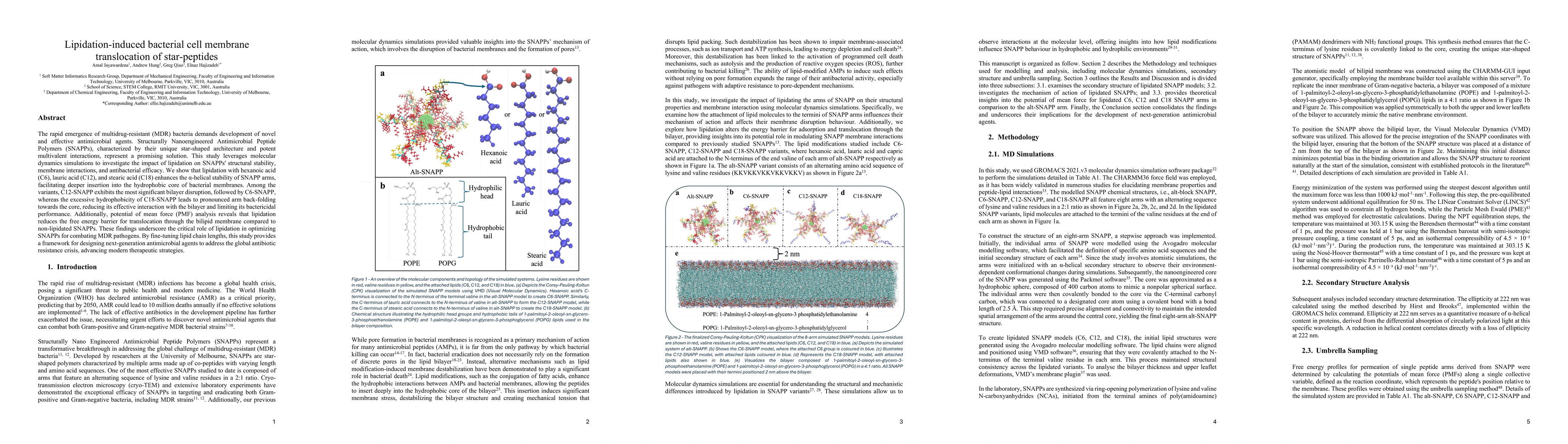 Thumbnail for Lipidation-induced bacterial cell membrane translocation of
  star-peptides