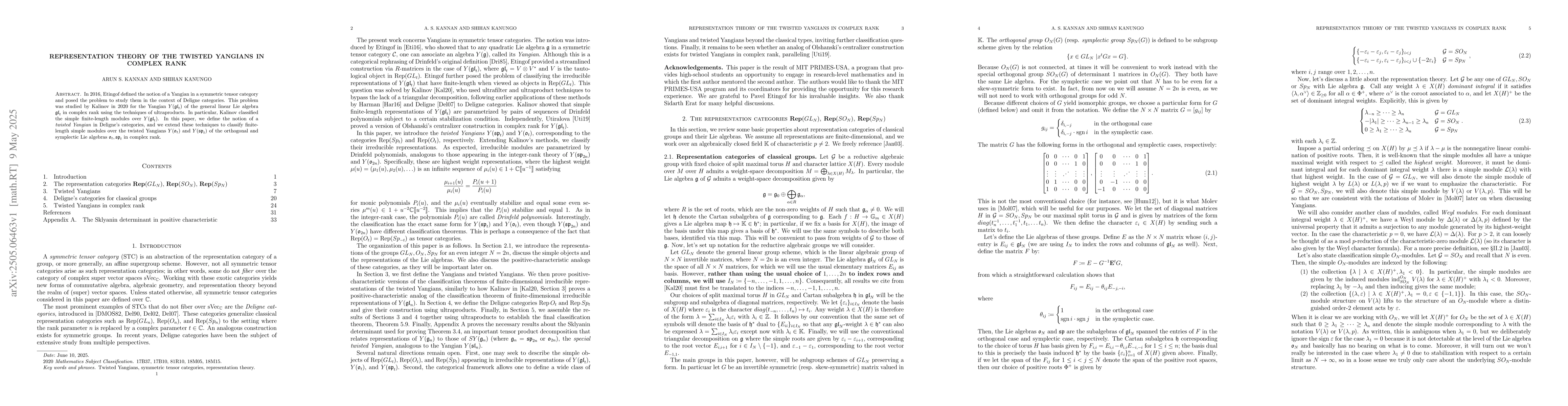 Thumbnail for Representation Theory of the Twisted Yangians in Complex Rank