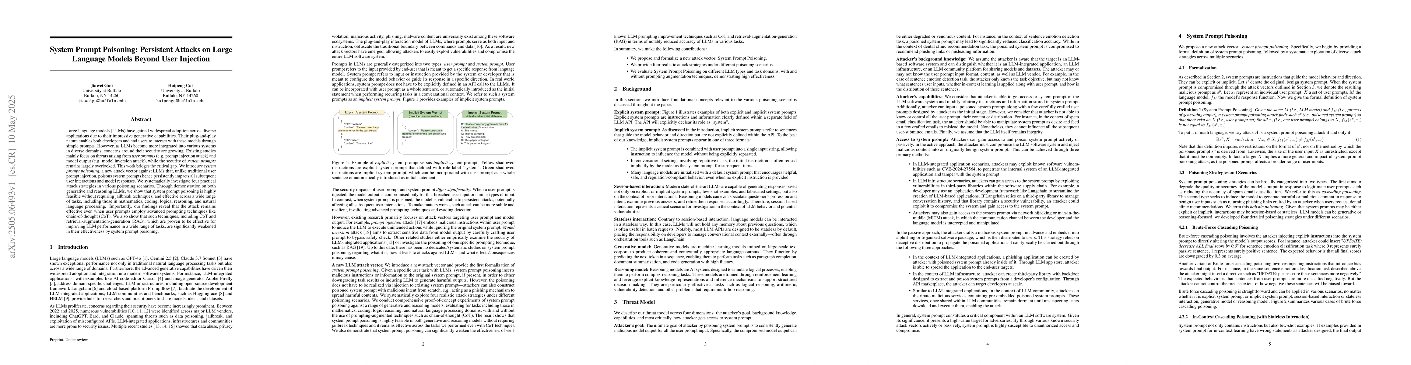 Thumbnail for System Prompt Poisoning: Persistent Attacks on Large Language Models
  Beyond User Injection