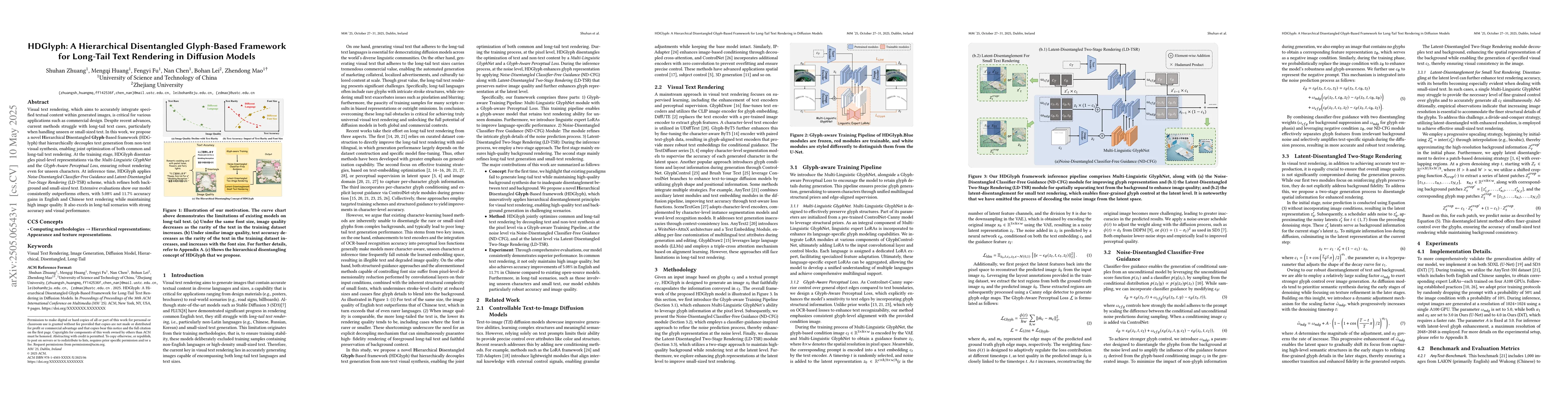 Thumbnail for HDGlyph: A Hierarchical Disentangled Glyph-Based Framework for Long-Tail
  Text Rendering in Diffusion Models
