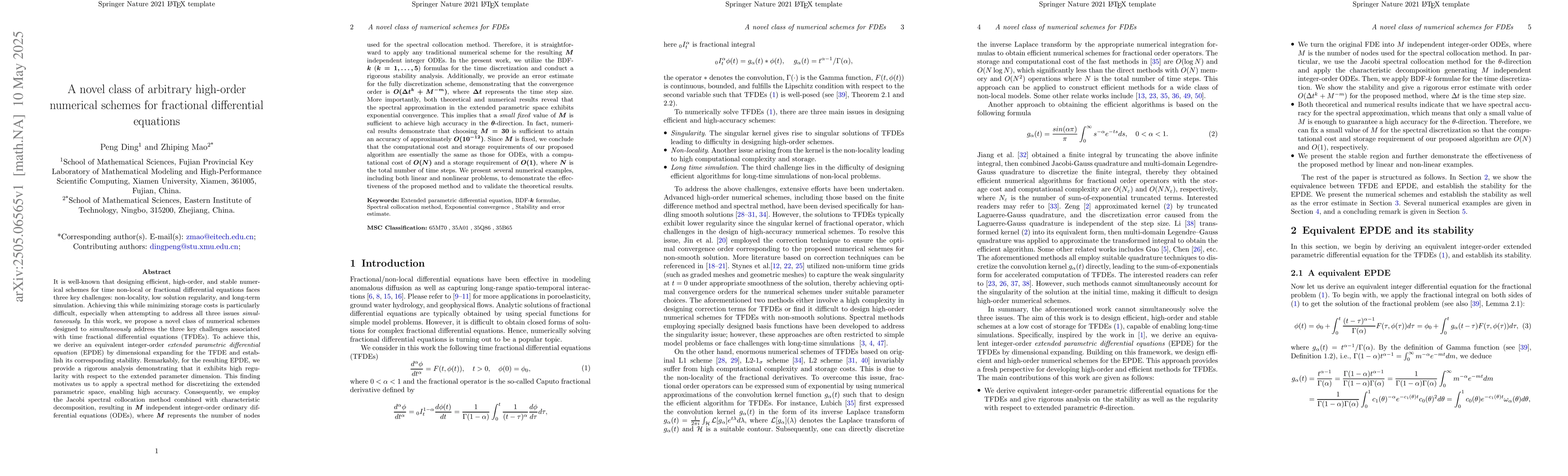 Thumbnail for A novel class of arbitrary high-order numerical schemes for fractional
  differential equations