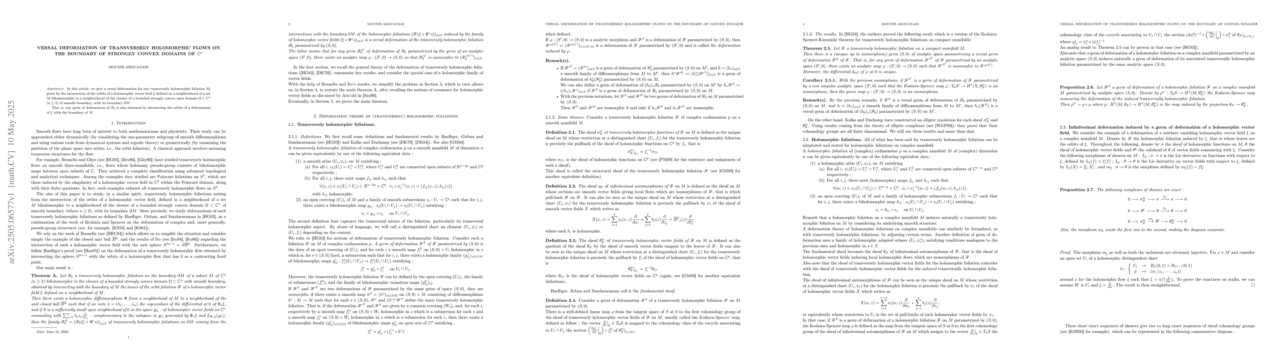 Thumbnail for Versal deformation of transversely holomorphic flows on the boundary of
  strongly convex domains of $\mathbb C^n$