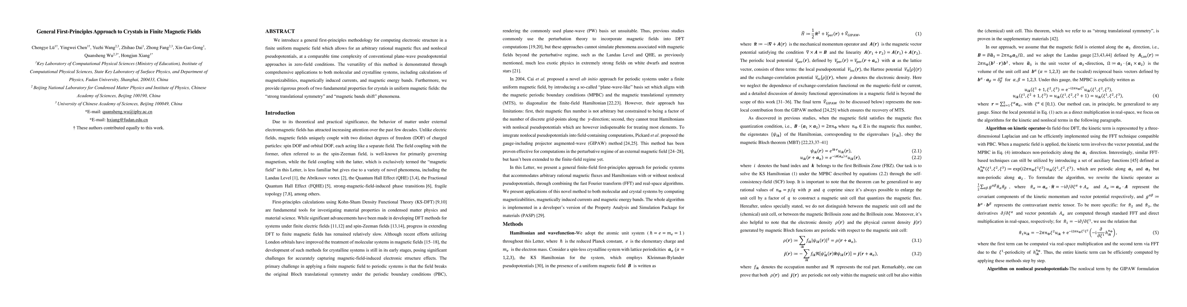 Thumbnail for General First-Principles Approach to Crystals in Finite Magnetic Fields