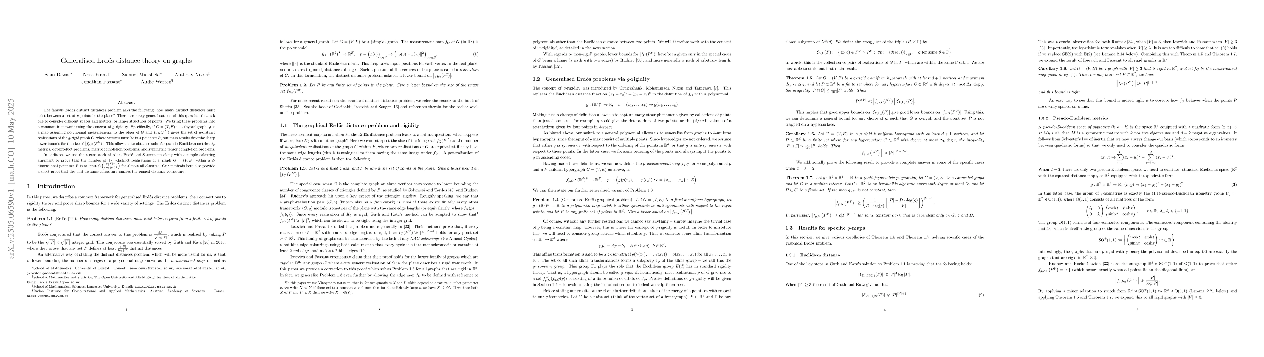 Thumbnail for Generalised Erdős distance theory on graphs