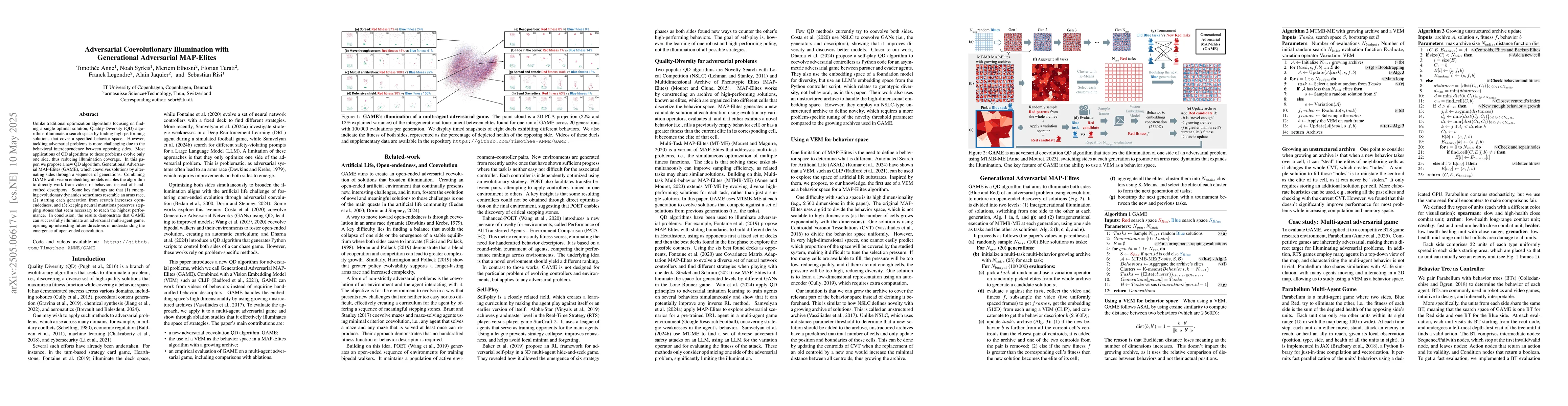 Thumbnail for Adversarial Coevolutionary Illumination with Generational Adversarial
  MAP-Elites