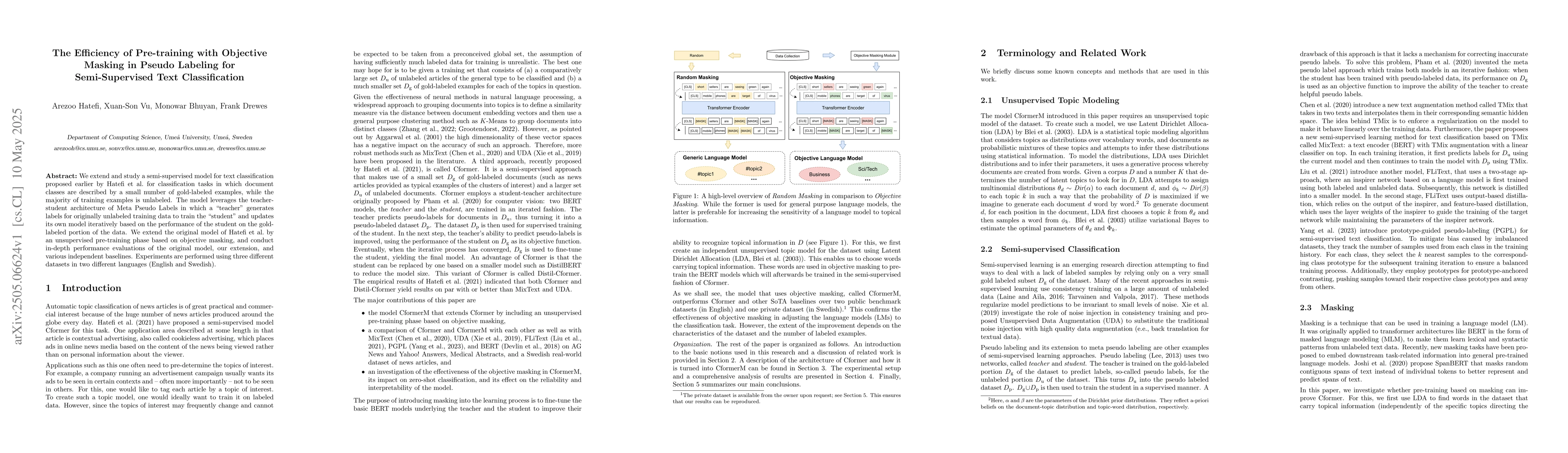 Thumbnail for The Efficiency of Pre-training with Objective Masking in Pseudo Labeling
  for Semi-Supervised Text Classification