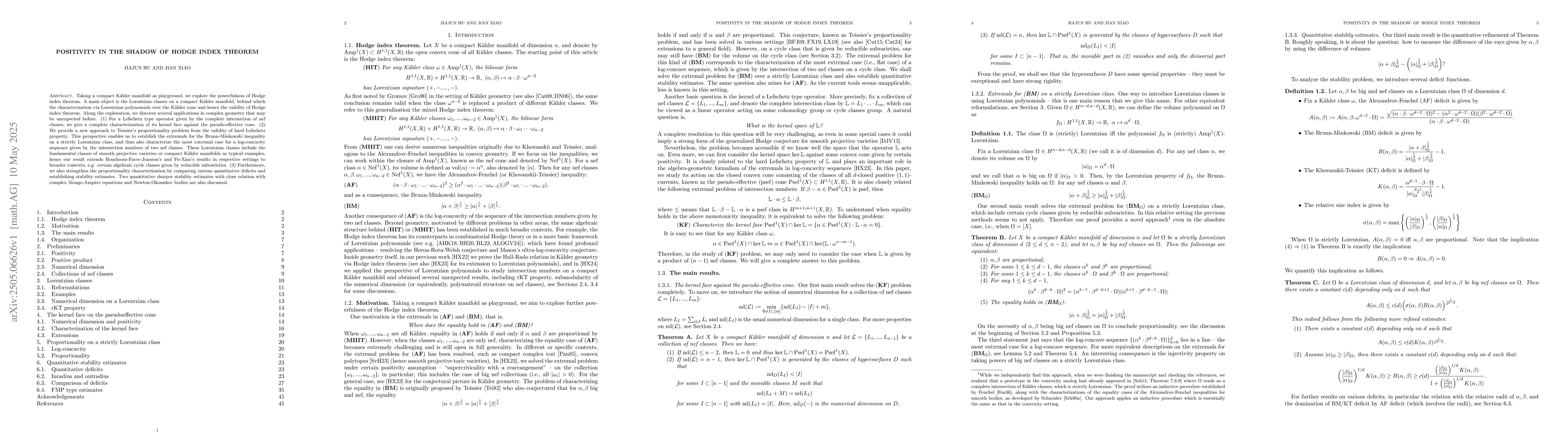 Thumbnail for Positivity in the shadow of Hodge index theorem