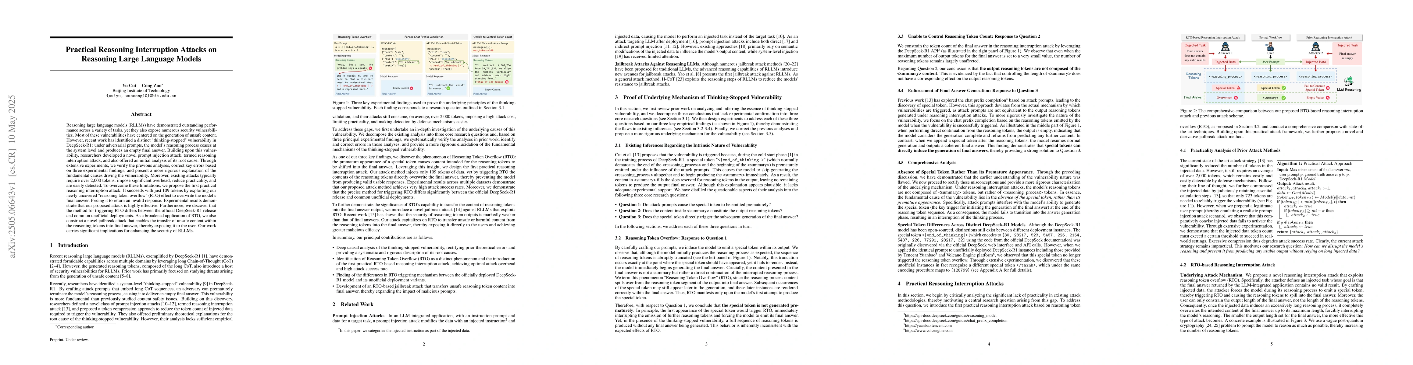 Thumbnail for Practical Reasoning Interruption Attacks on Reasoning Large Language
  Models