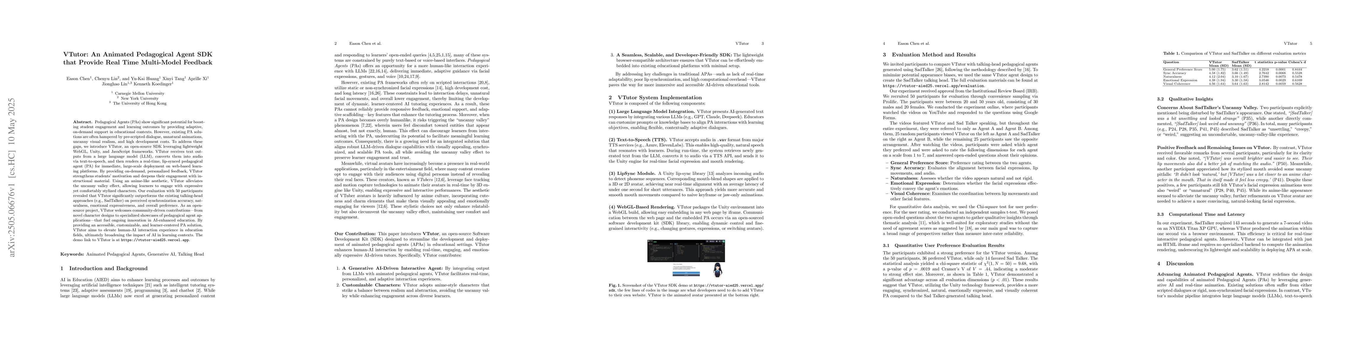 Thumbnail for VTutor: An Animated Pedagogical Agent SDK that Provide Real Time
  Multi-Model Feedback