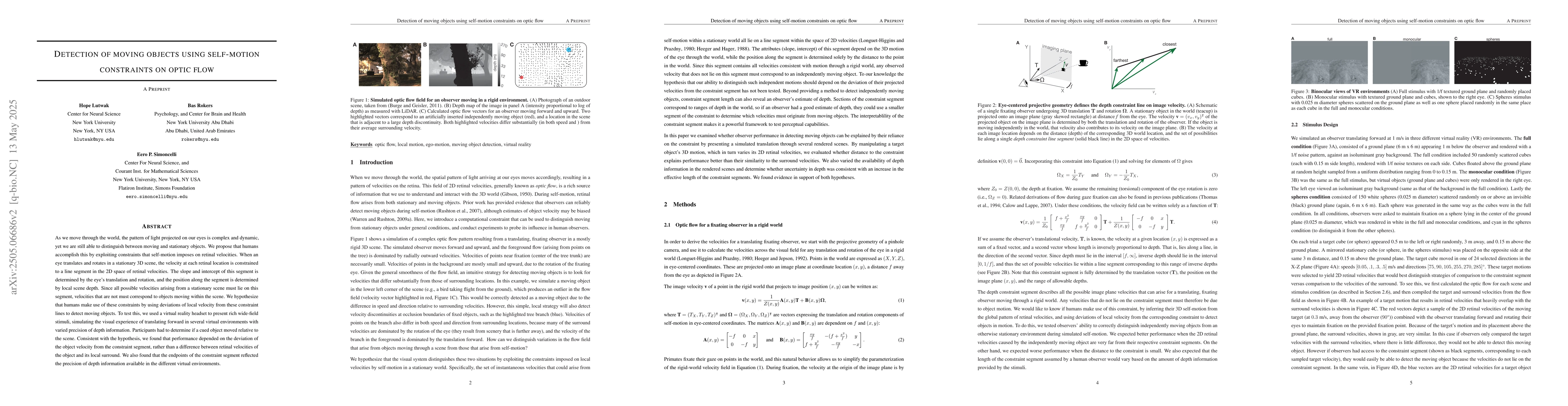 Thumbnail for Detection of Moving Objects Using Self-motion Constraints on Optic Flow