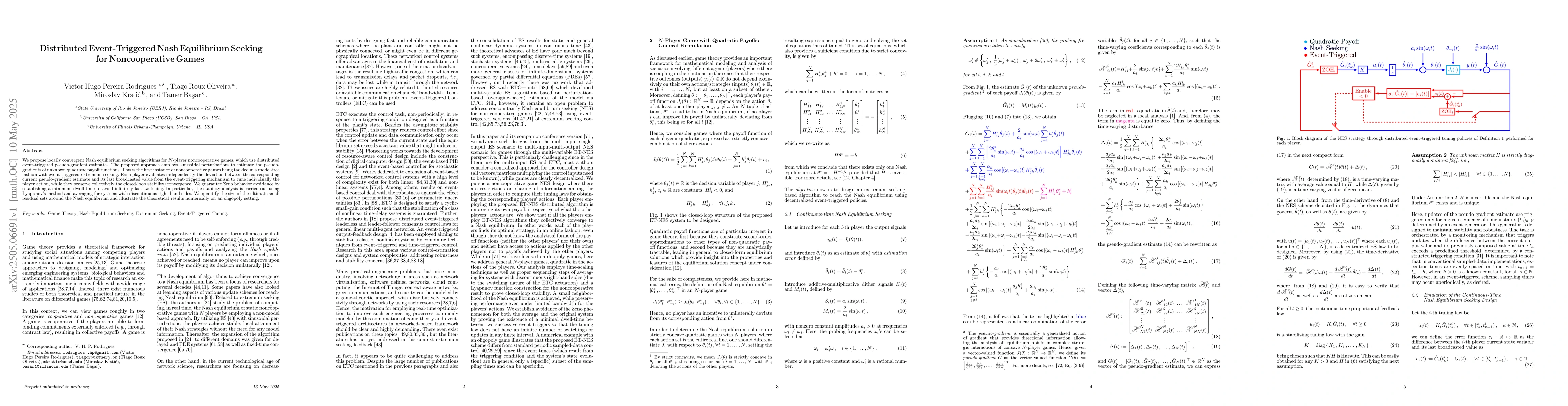 Thumbnail for Distributed Event-Triggered Nash Equilibrium Seeking for Noncooperative
  Games