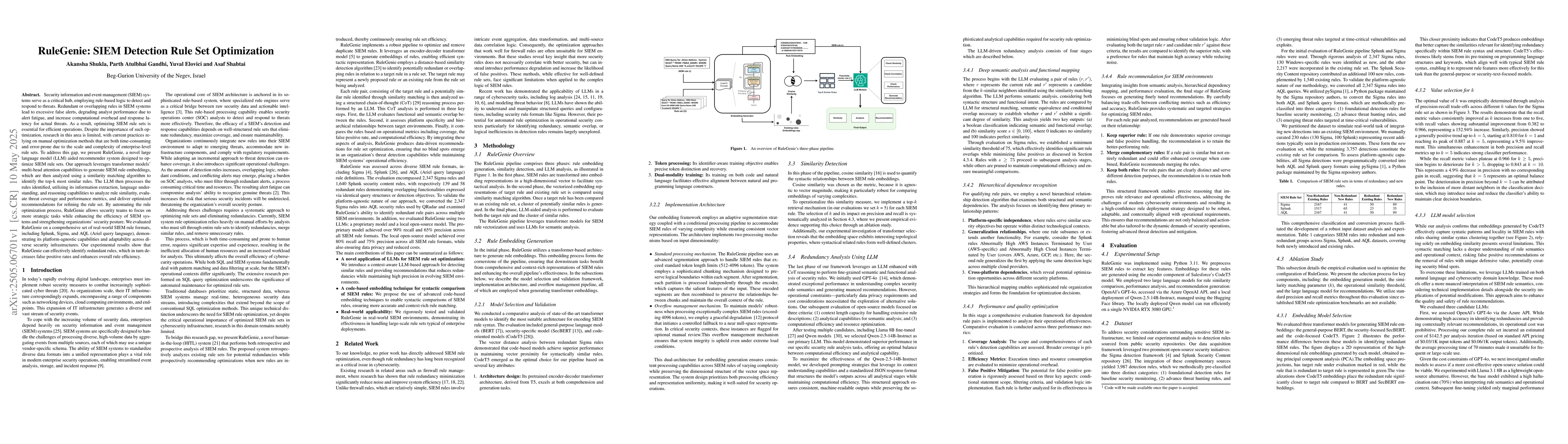 Thumbnail for RuleGenie: SIEM Detection Rule Set Optimization