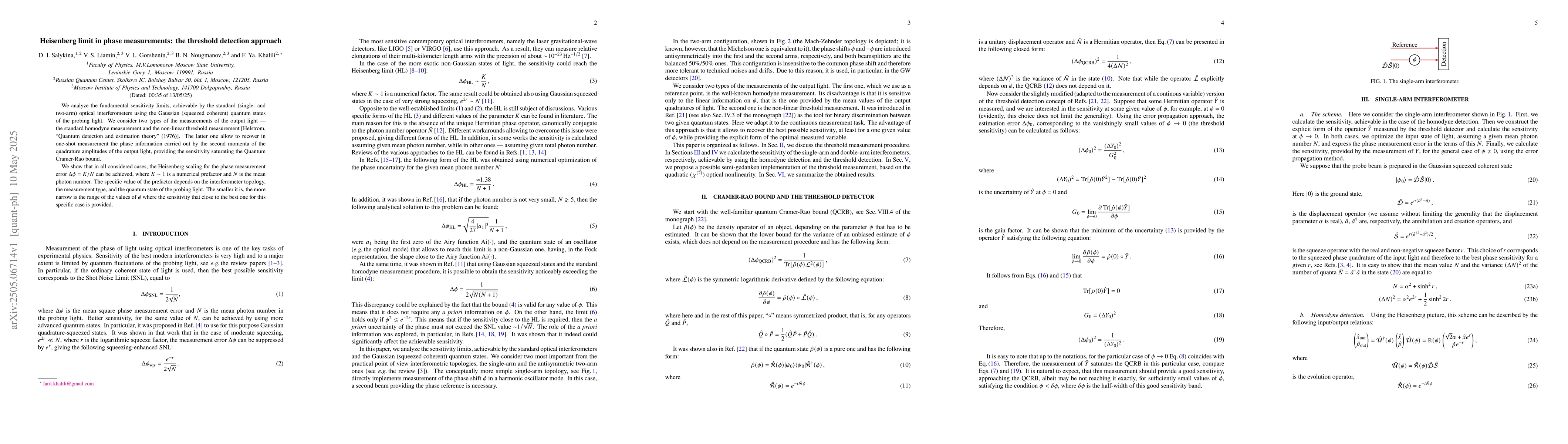 Thumbnail for Heisenberg limit in phase measurements: the threshold detection approach