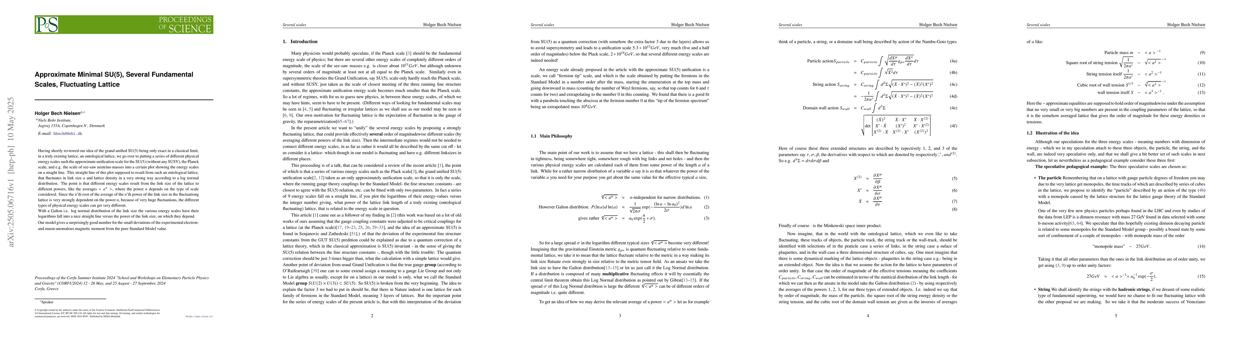 Thumbnail for Approximate Minimal SU(5), Several Fundamental Scales, Fluctuating
  Lattice