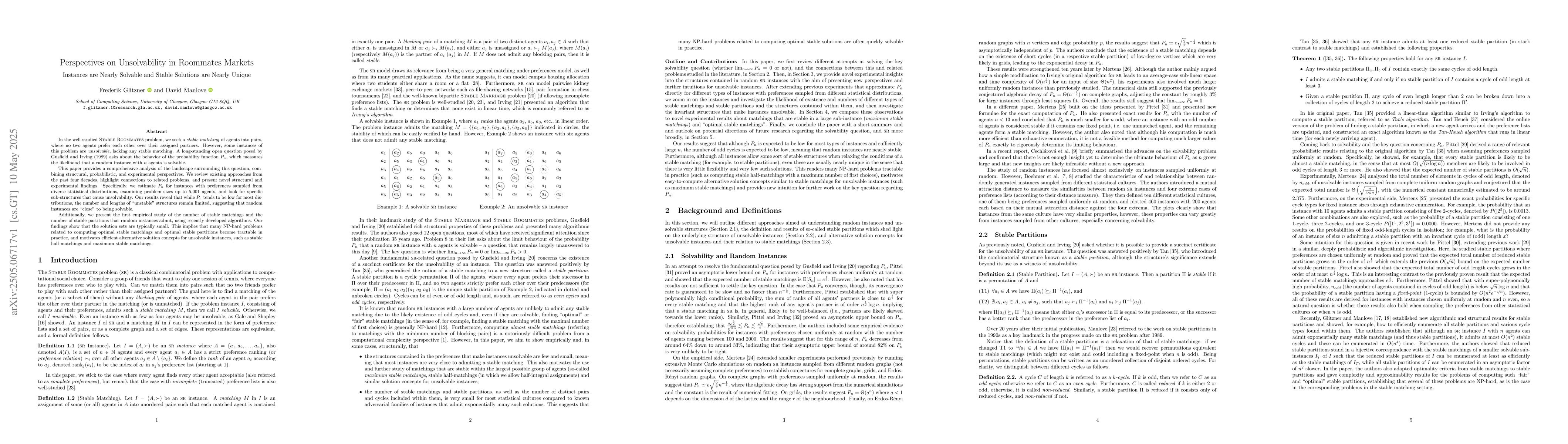 Thumbnail for Perspectives on Unsolvability in Roommates Markets