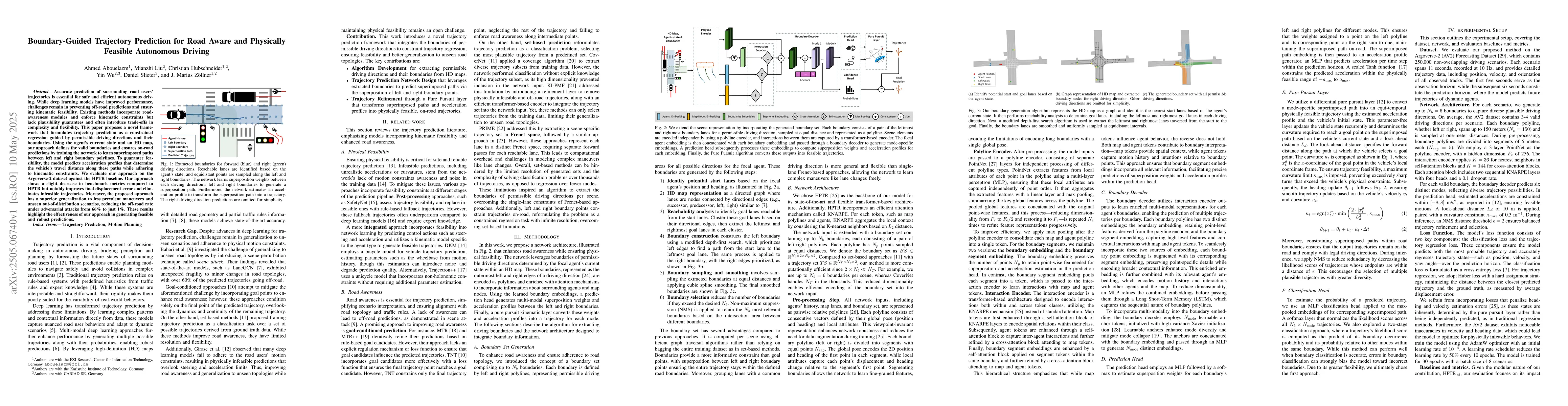 Thumbnail for Boundary-Guided Trajectory Prediction for Road Aware and Physically
  Feasible Autonomous Driving