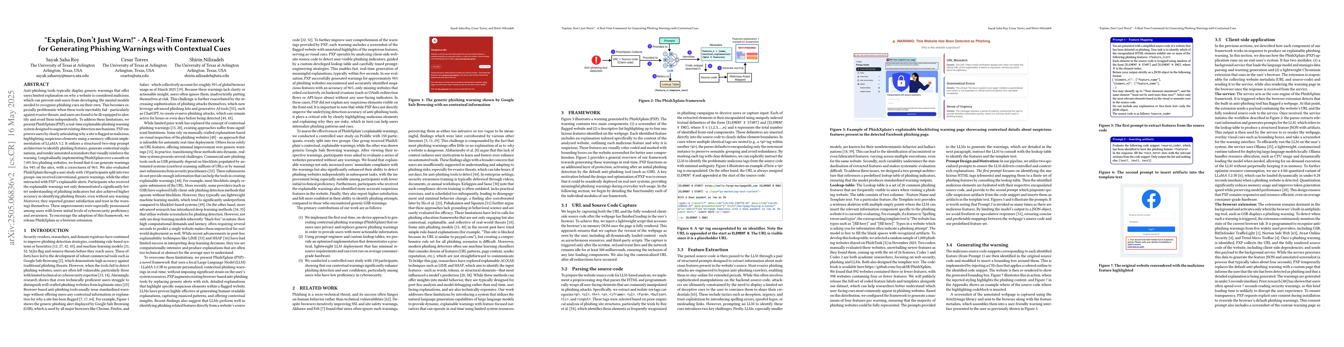Thumbnail for "Explain, Don't Just Warn!" -- A Real-Time Framework for Generating
  Phishing Warnings with Contextual Cues