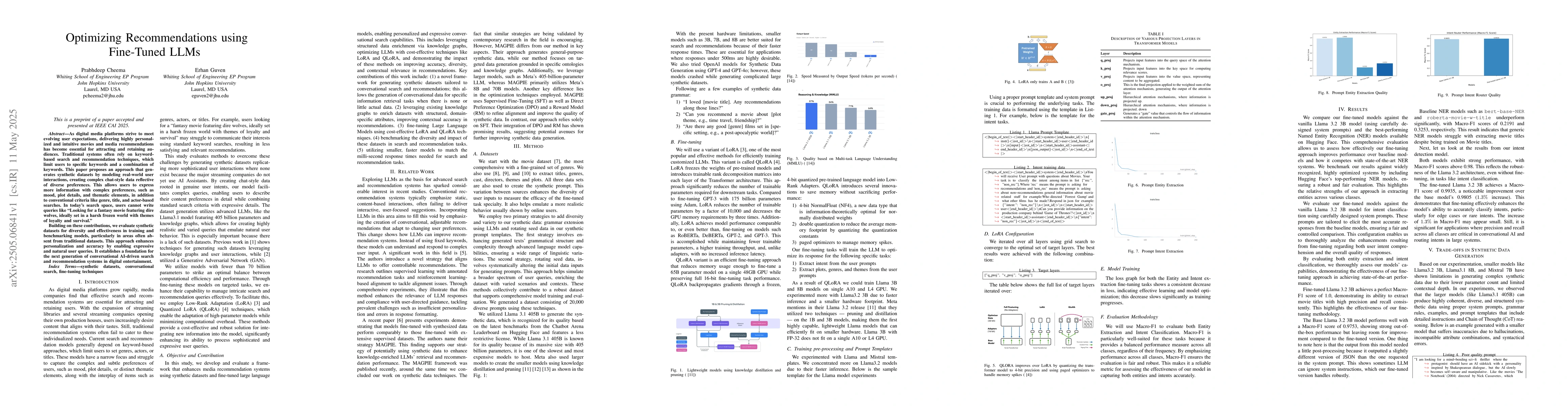 Thumbnail for Optimizing Recommendations using Fine-Tuned LLMs