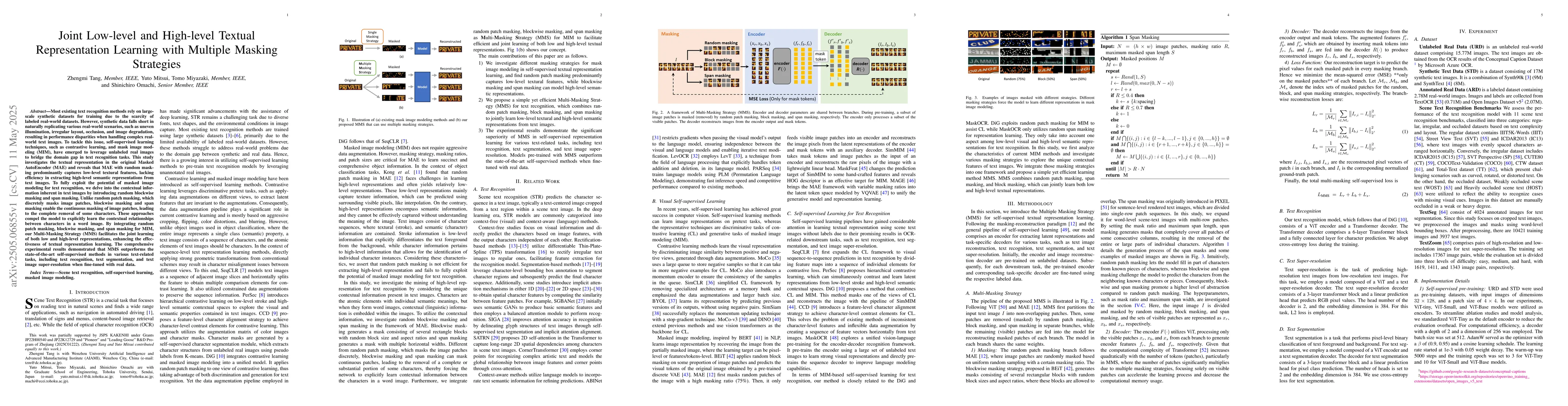 Thumbnail for Joint Low-level and High-level Textual Representation Learning with
  Multiple Masking Strategies