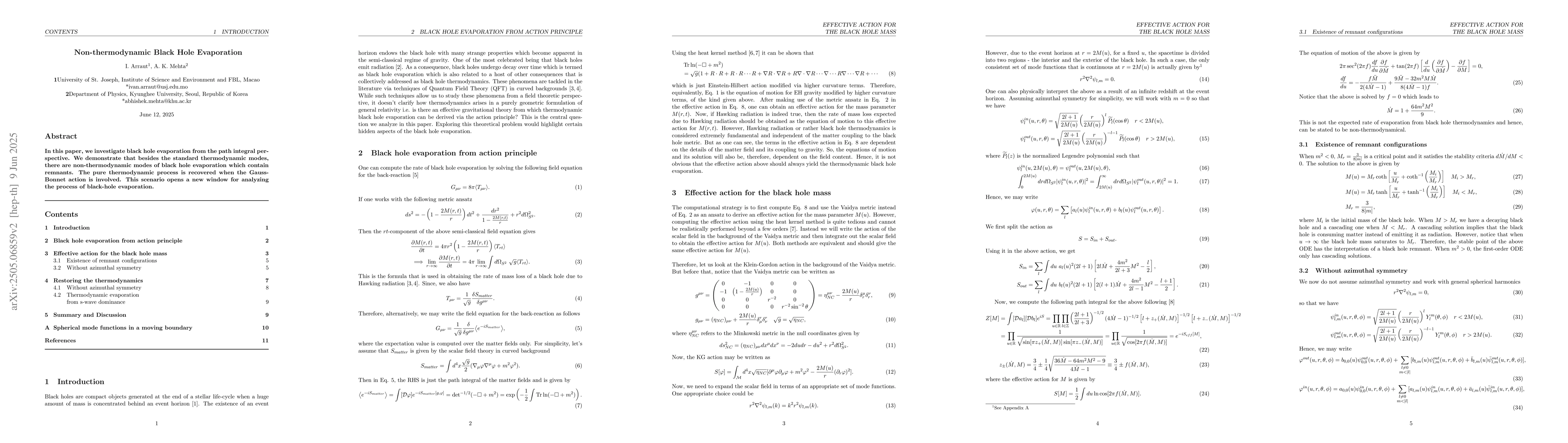Thumbnail for Non-thermodynamic Black Hole Evaporation