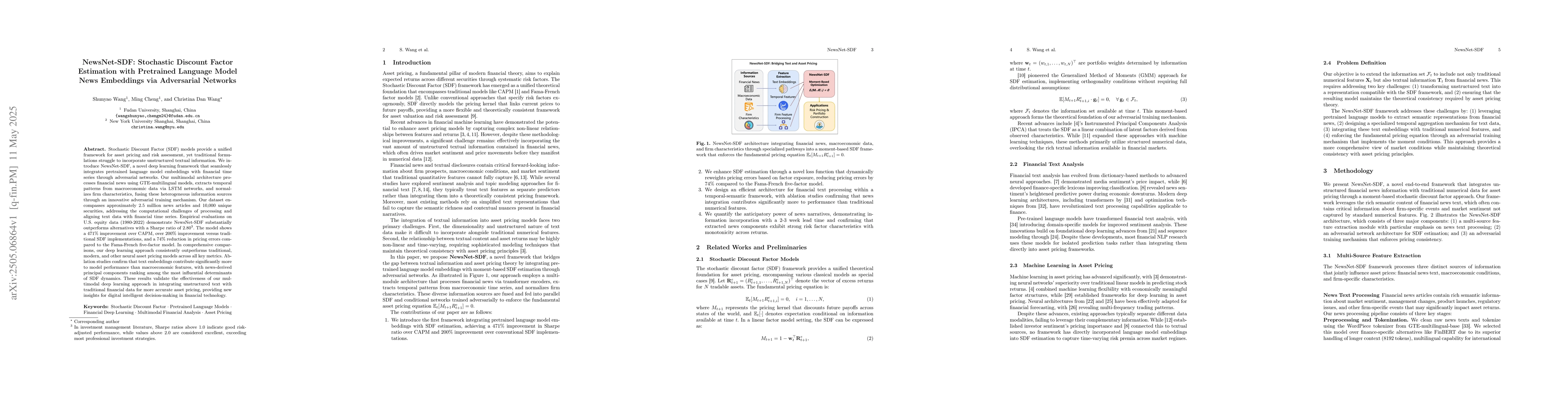 Thumbnail for NewsNet-SDF: Stochastic Discount Factor Estimation with Pretrained
  Language Model News Embeddings via Adversarial Networks