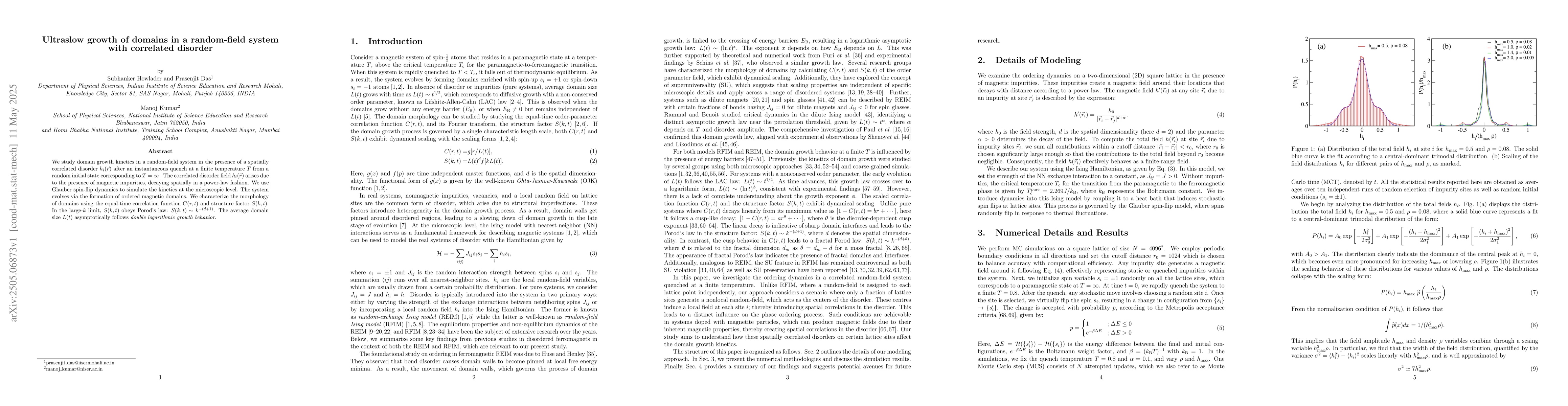 Thumbnail for Ultraslow Growth of Domains in a Random-Field System With Correlated
  Disorder