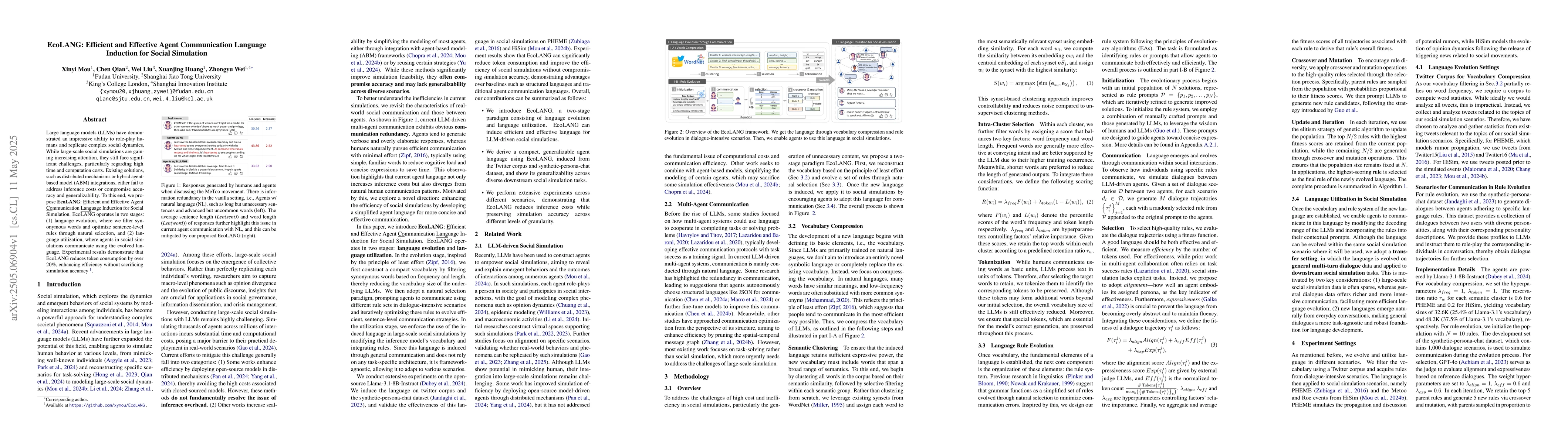 Thumbnail for EcoLANG: Efficient and Effective Agent Communication Language Induction
  for Social Simulation