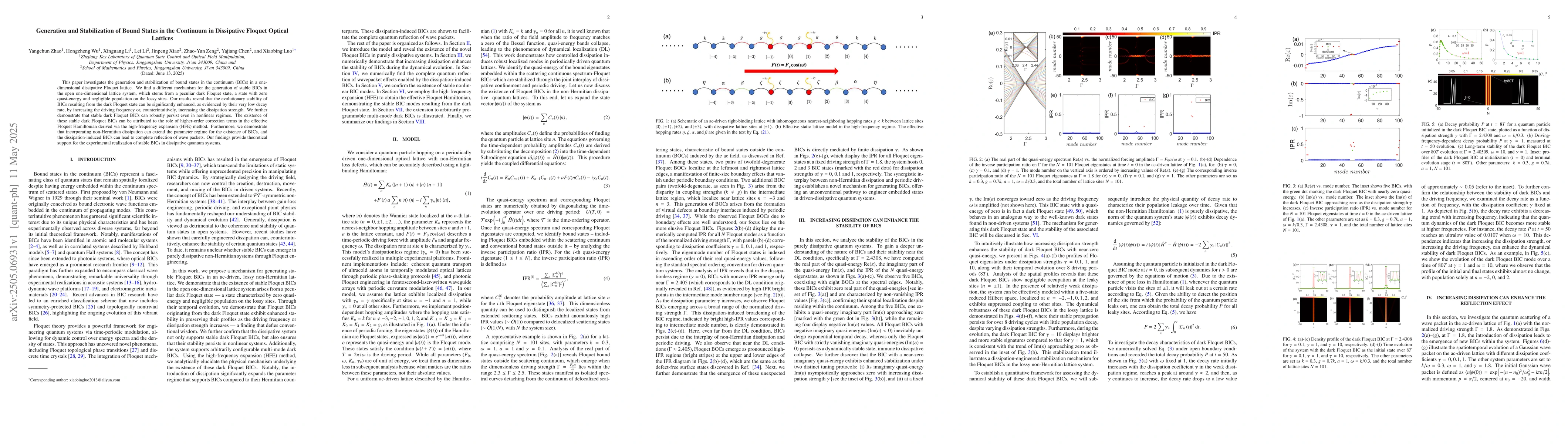 Thumbnail for Generation and Stabilization of Bound States in the Continuum in
  Dissipative Floquet Optical Lattices