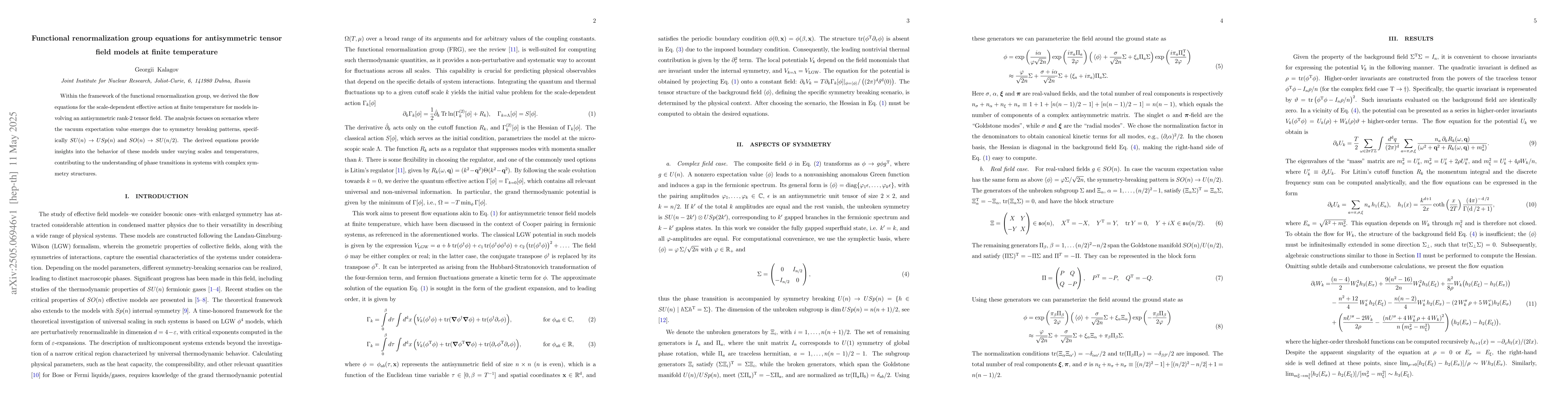 Thumbnail for Functional renormalization group equations for antisymmetric tensor
  field models at finite temperature