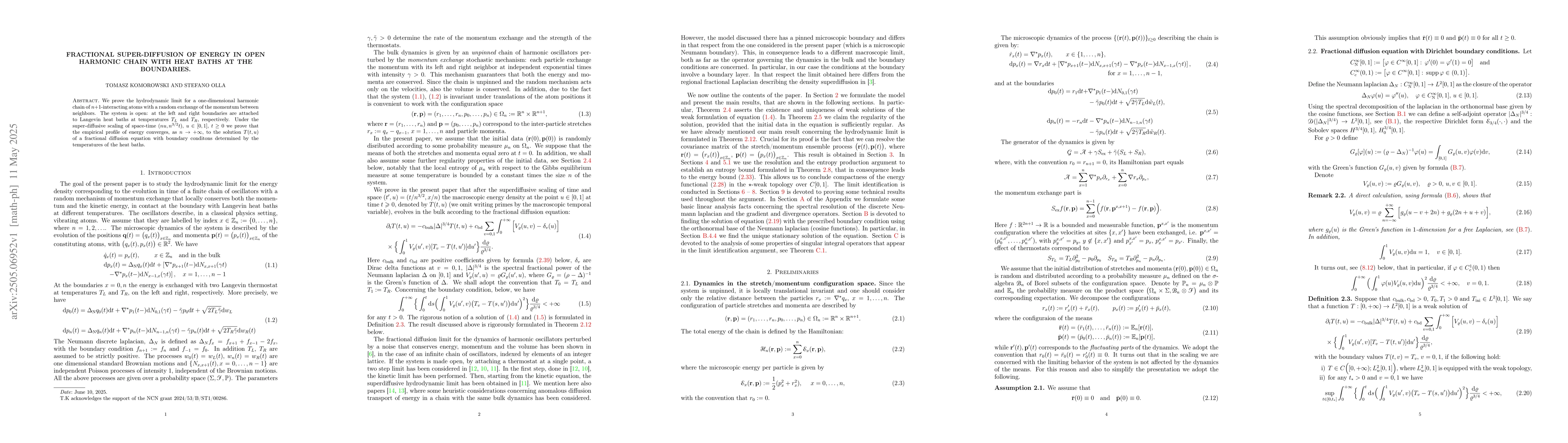 Thumbnail for Fractional super-diffusion of energy in open harmonic chain with heat
  baths at the boundaries