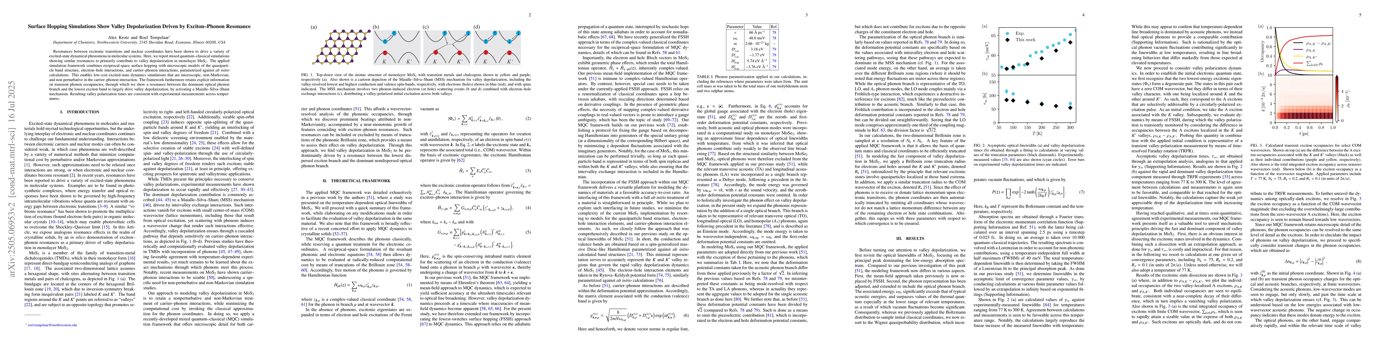 Thumbnail for Surface hopping simulations show valley depolarization driven by
  exciton-phonon resonance