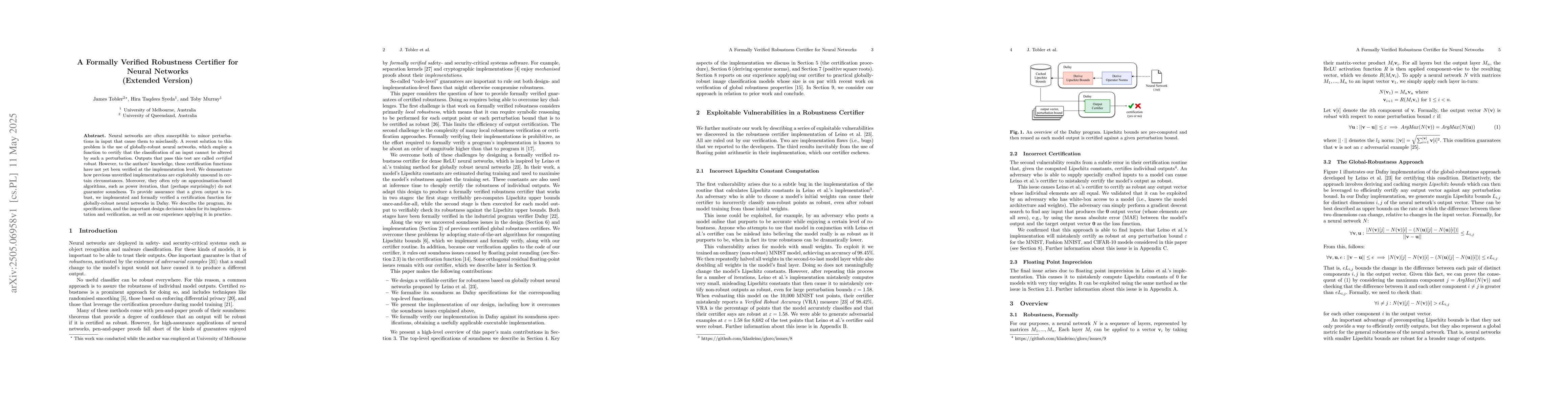 Thumbnail for A Formally Verified Robustness Certifier for Neural Networks (Extended
  Version)