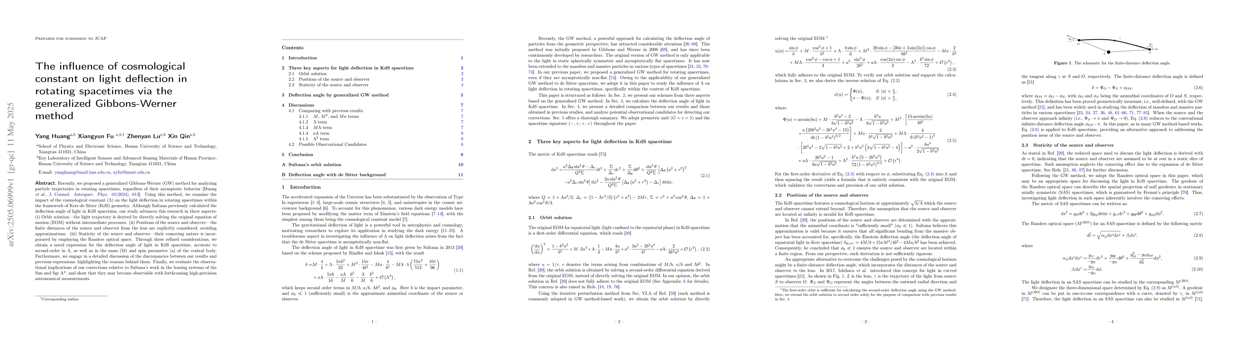 Thumbnail for The influence of cosmological constant on light deflection in rotating
  spacetimes via the generalized Gibbons-Werner method