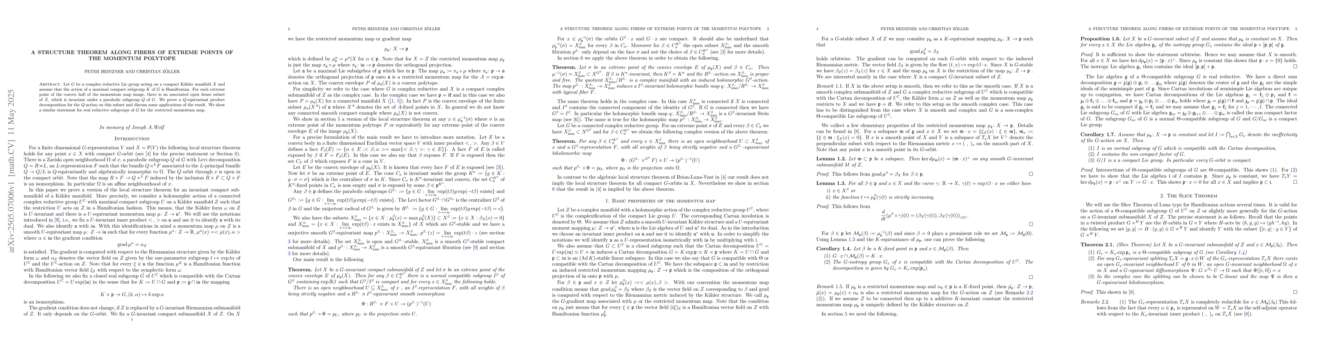 Thumbnail for A structure theorem along fibers of extreme points of the momentum
  polytope