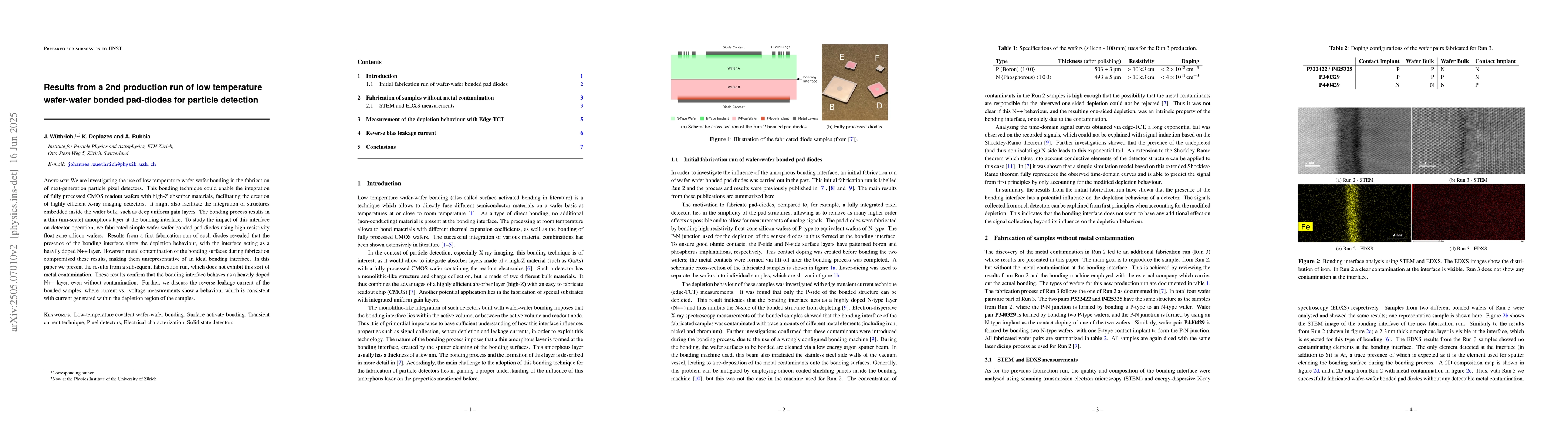 Thumbnail for Results from a 2nd production run of low temperature wafer-wafer bonded
  pad-diodes for particle detection