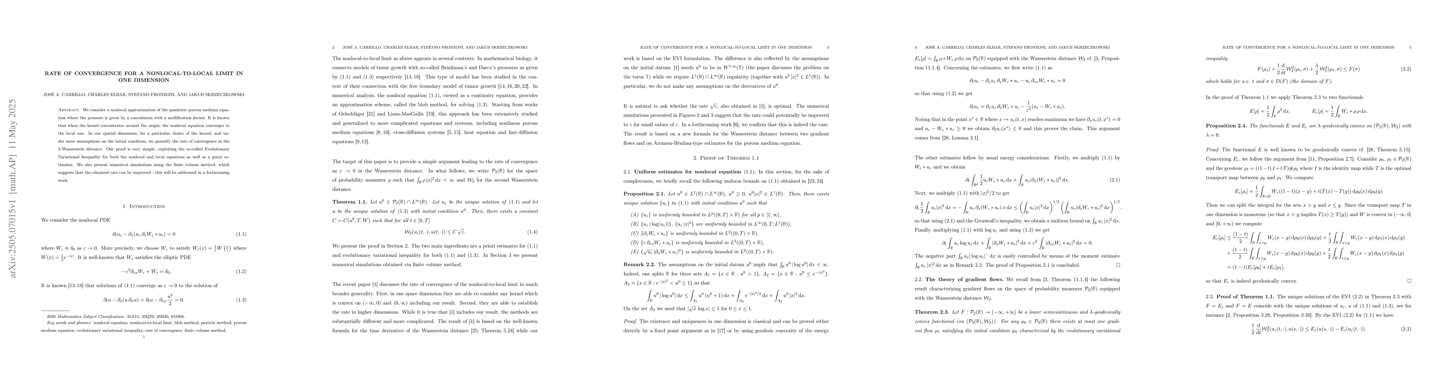 Thumbnail for Rate of Convergence for a Nonlocal-to-local Limit in One Dimension
