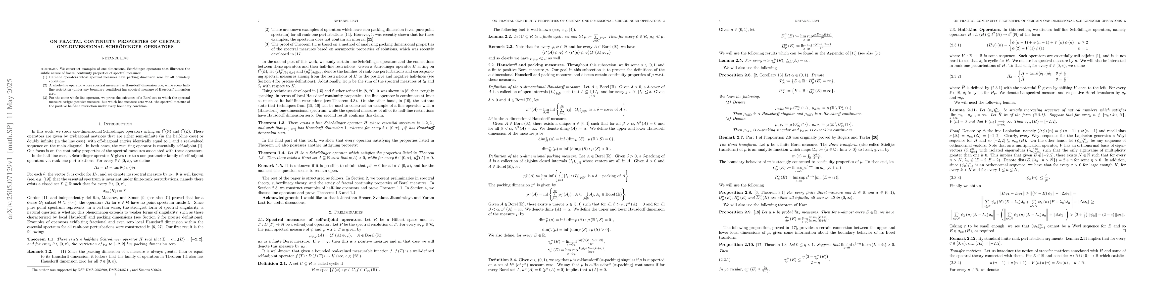 Thumbnail for On Fractal Continuity Properties of Certain One-Dimensional
  Schrödinger Operators