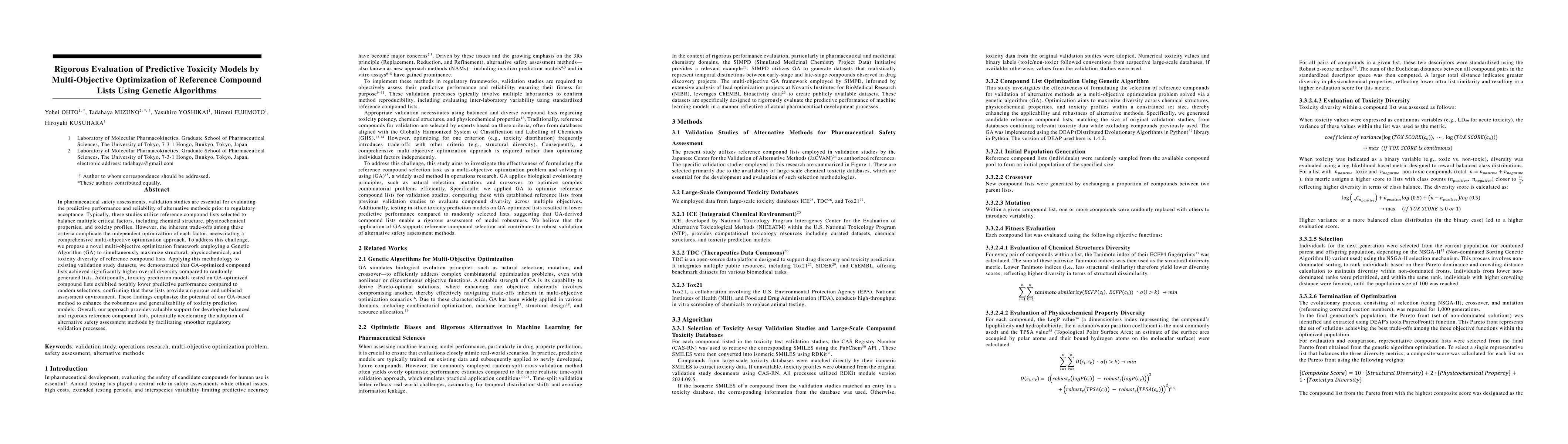 Thumbnail for Rigorous Evaluation of Predictive Toxicity Models by Multi-Objective
  Optimization of Reference Compound Lists Using Genetic Algorithms