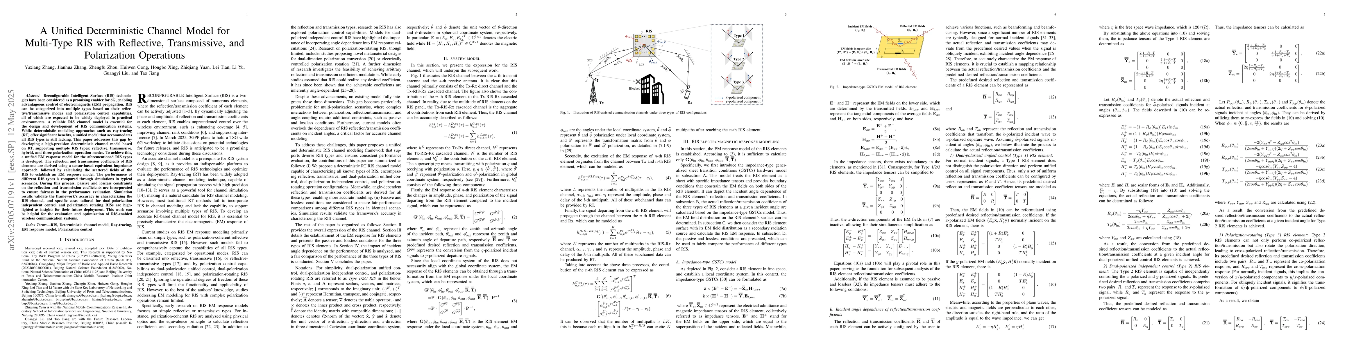 Thumbnail for A Unified Deterministic Channel Model for Multi-Type RIS with
  Reflective, Transmissive, and Polarization Operations