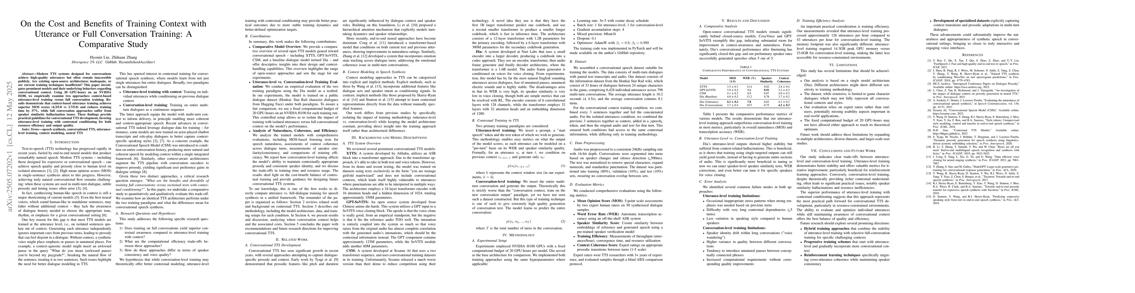 Thumbnail for On the Cost and Benefits of Training Context with Utterance or Full
  Conversation Training: A Comparative Stud