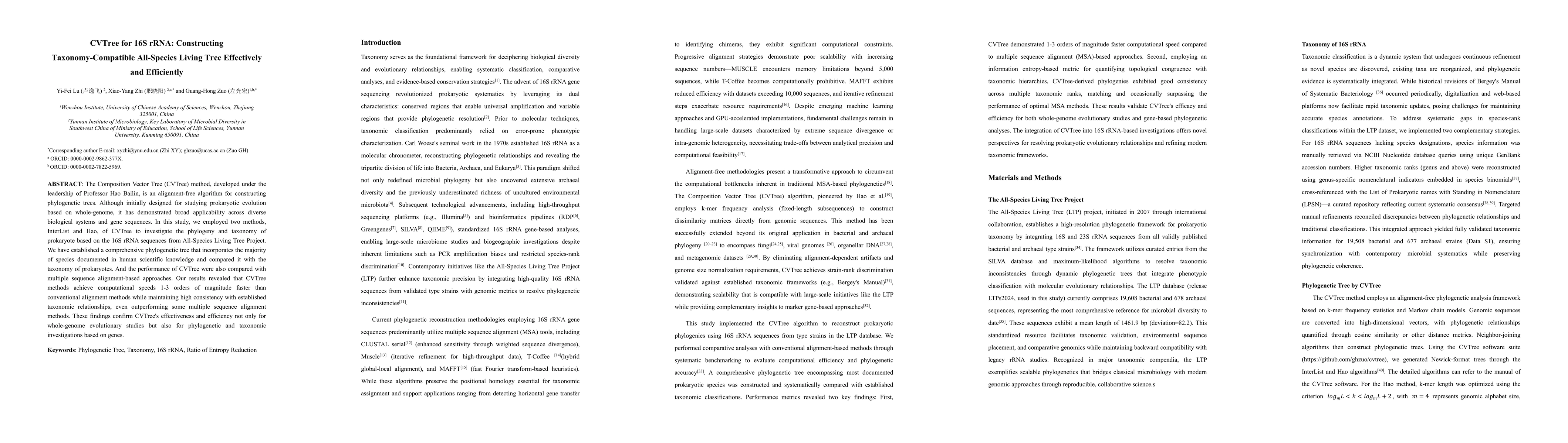 Thumbnail for CVTree for 16S rRNA: Constructing Taxonomy-Compatible All-Species Living
  Tree Effectively and Efficiently