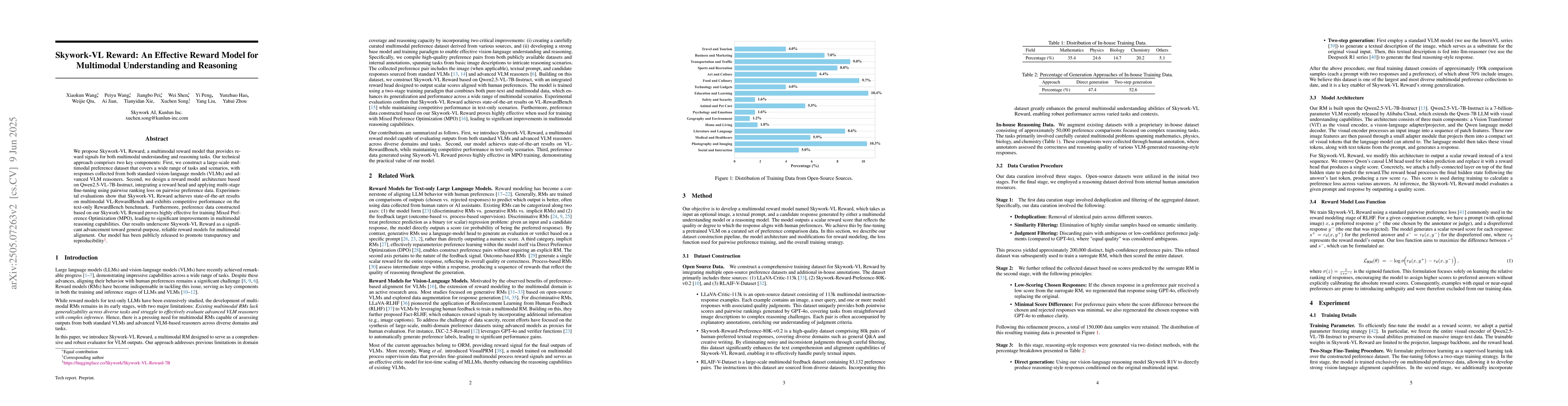 Thumbnail for Skywork-VL Reward: An Effective Reward Model for Multimodal
  Understanding and Reasoning