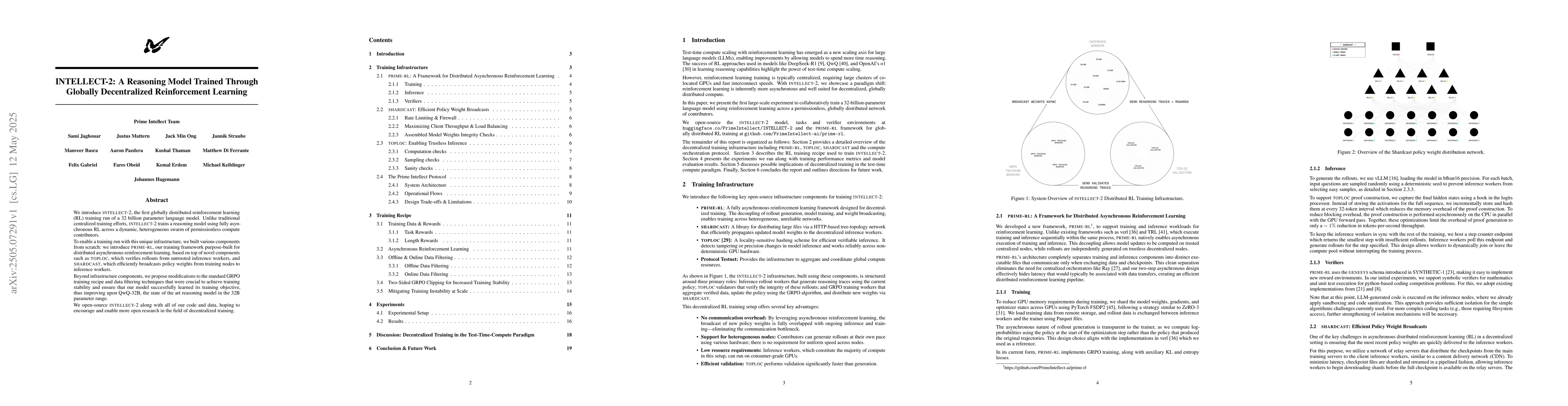 Thumbnail for INTELLECT-2: A Reasoning Model Trained Through Globally Decentralized
  Reinforcement Learning