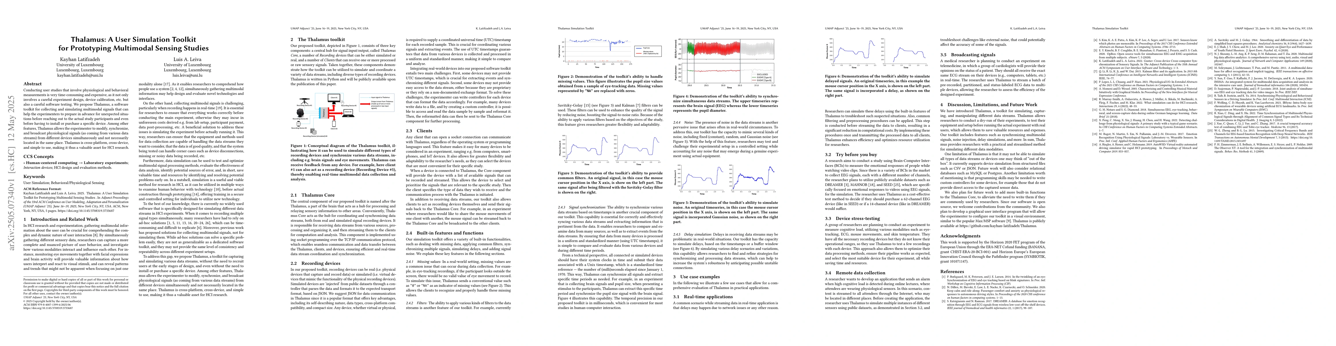Thumbnail for Thalamus: A User Simulation Toolkit for Prototyping Multimodal Sensing
  Studies