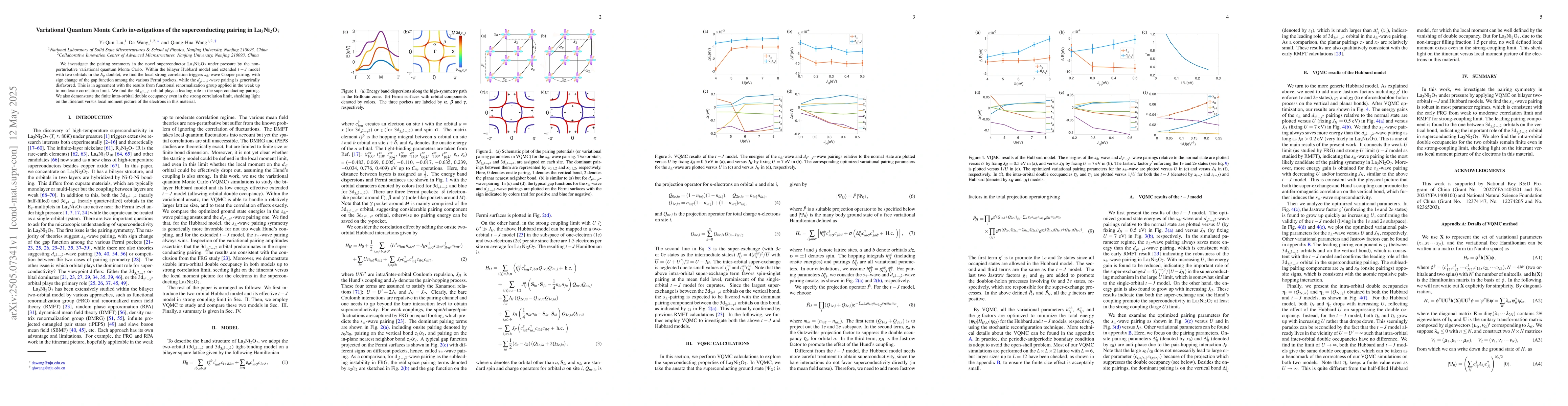 Thumbnail for Variational Quantum Monte Carlo investigations of the superconducting
  pairing in La$_3$Ni$_2$O$_7$
