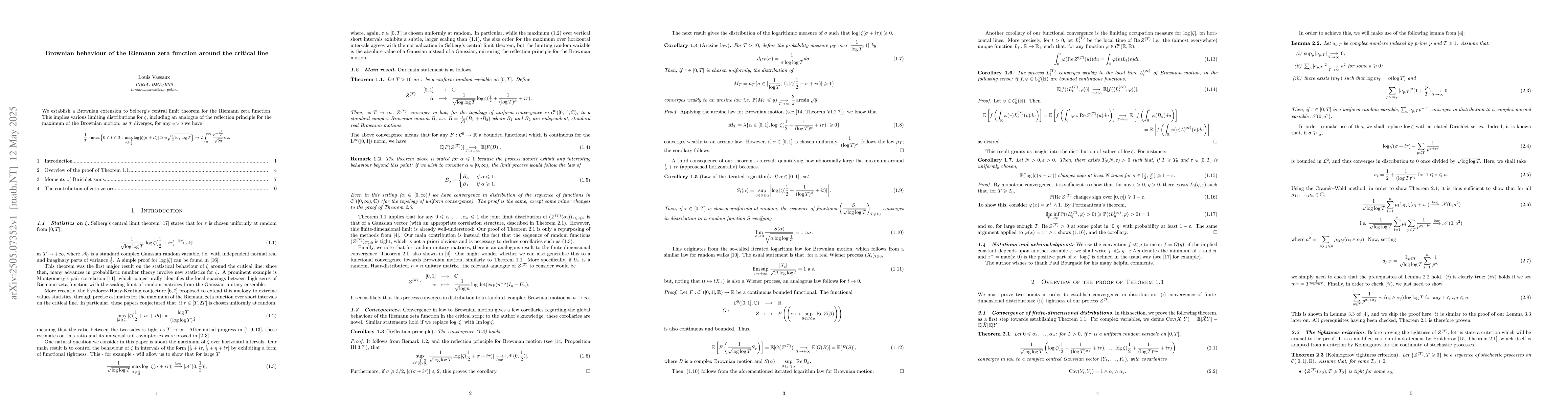 Thumbnail for Brownian behaviour of the Riemann zeta function around the critical line