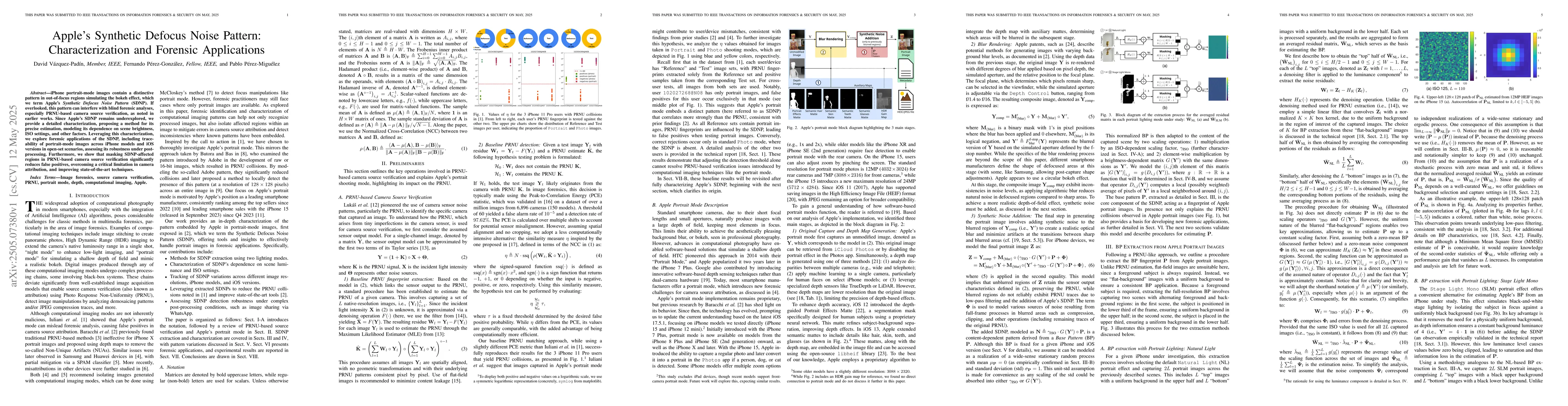 Thumbnail for Apple's Synthetic Defocus Noise Pattern: Characterization and Forensic
  Applications