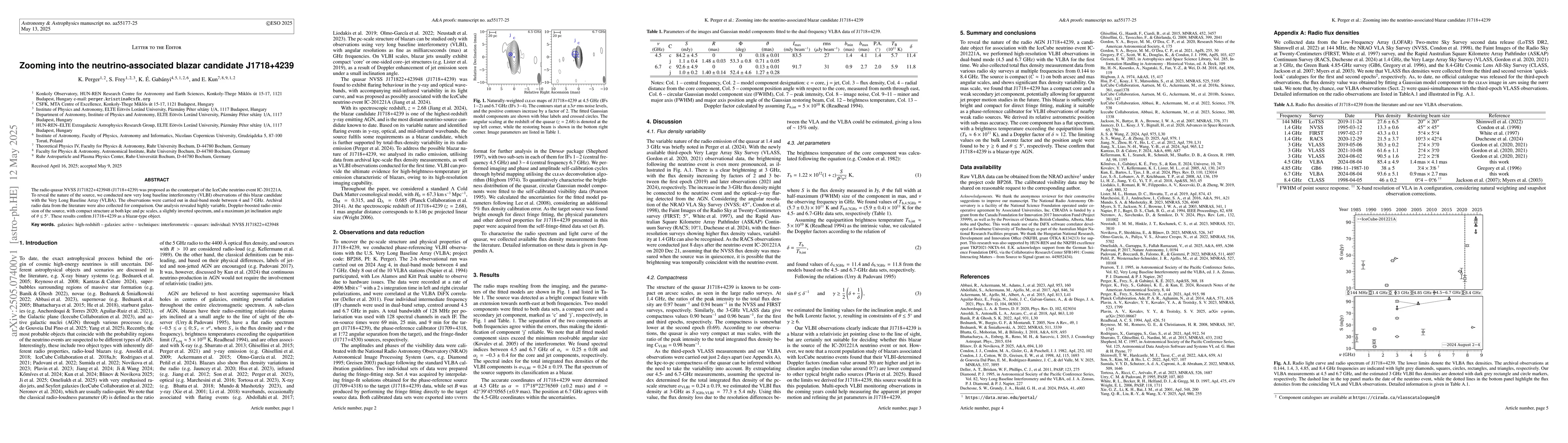 Thumbnail for Zooming into the neutrino-associated blazar candidate J1718+4239