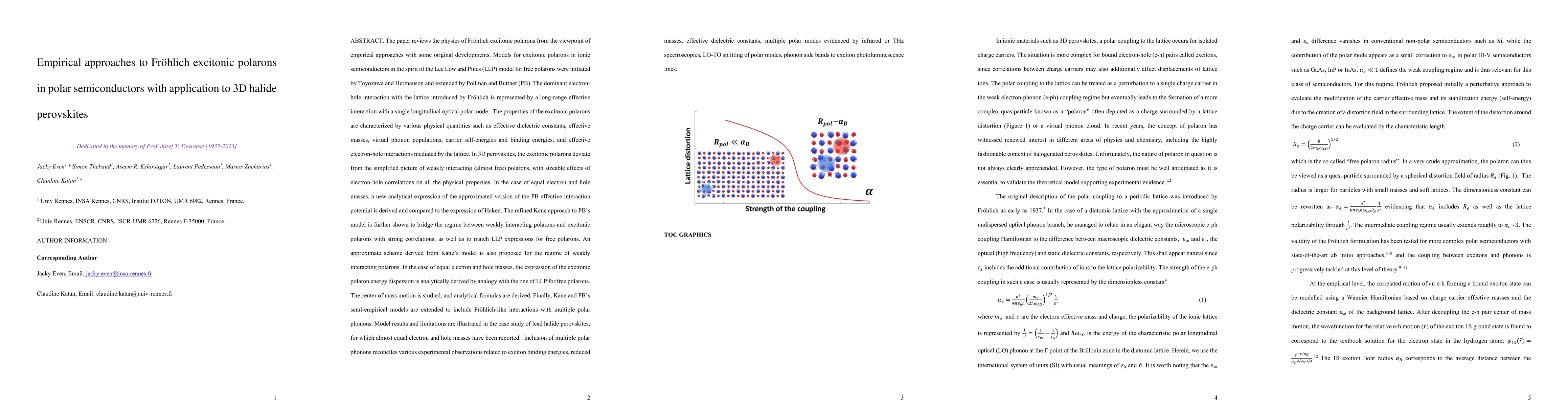 Thumbnail for Empirical approaches to Frohlich excitonic polarons in polar
  semiconductors with application to 3D halide perovskites