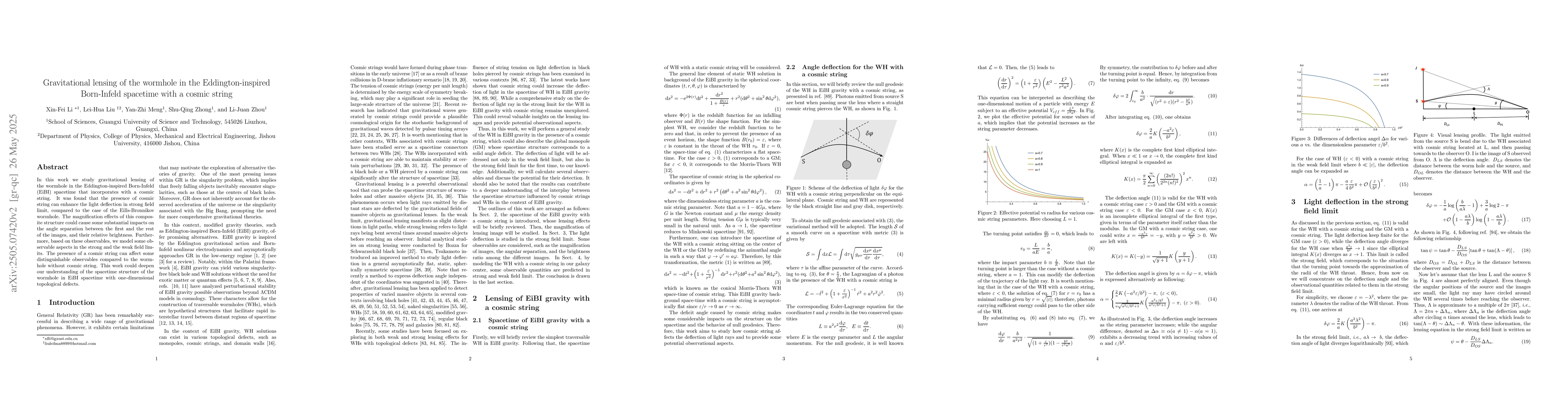 Thumbnail for Gravitational lensing of the wormhole in the Eddington-inspired
  Born-Infeld spacetime with a cosmic string